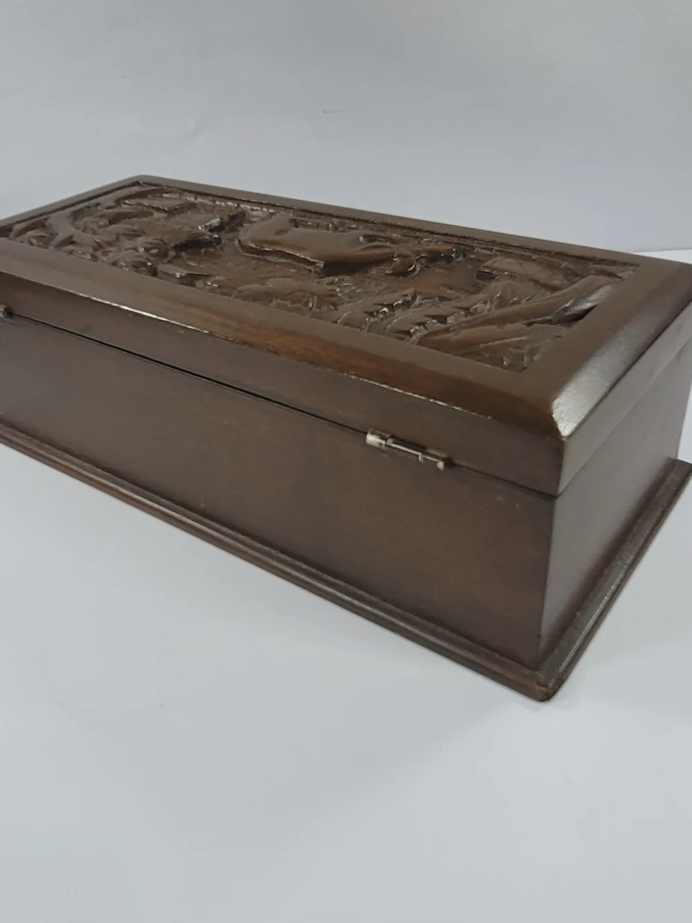 Vintage Hand Carved Bull Rectangular Jewelry Box